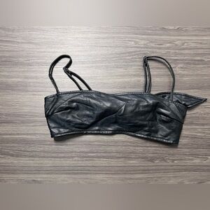 Fashion Nova Black Faux Leather Bandeau Size Small